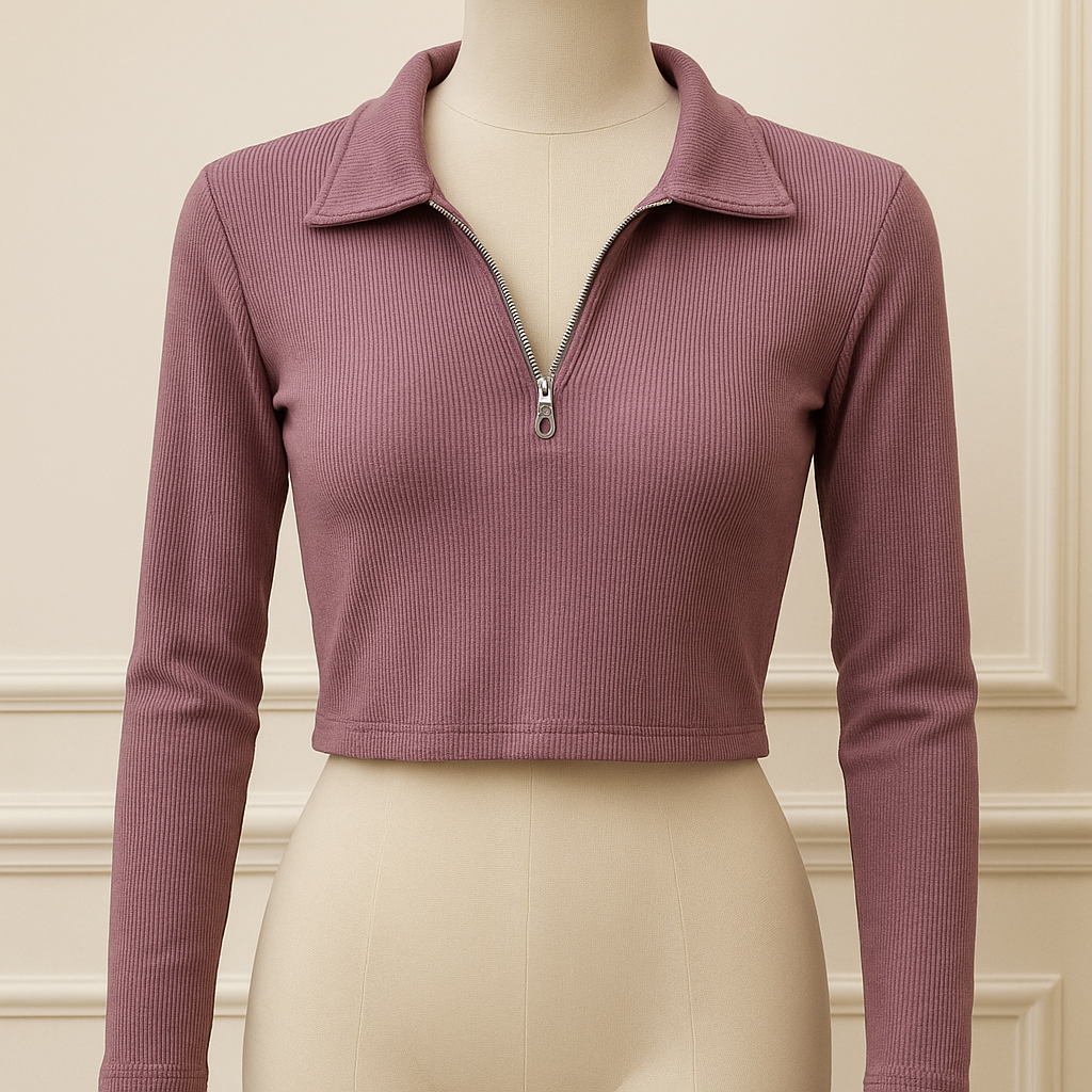 Slate zip collar crop top