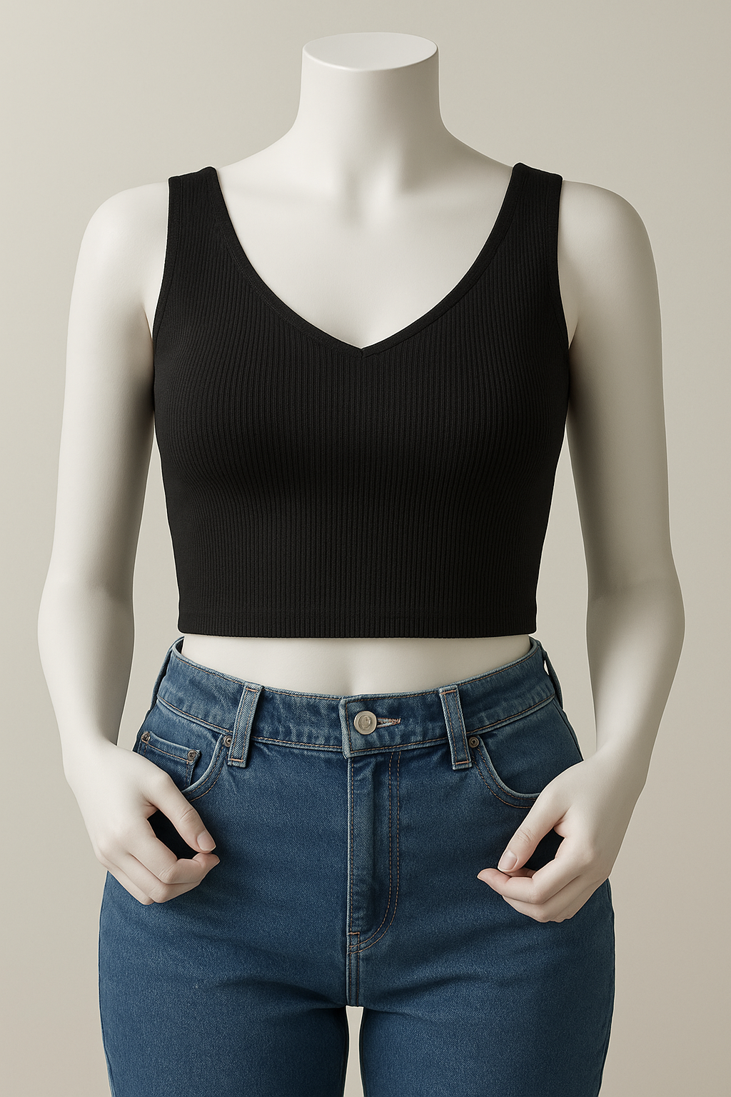 Ribbed sleevless crop top