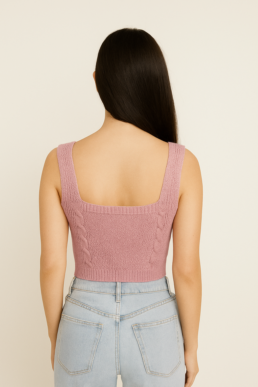 Blossom Embroidered Knit Crop Top – Pink