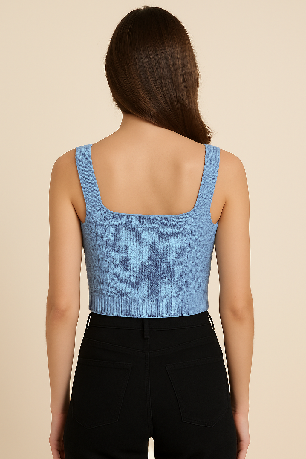 Blossom Embroidered Knit Crop Top – Blue