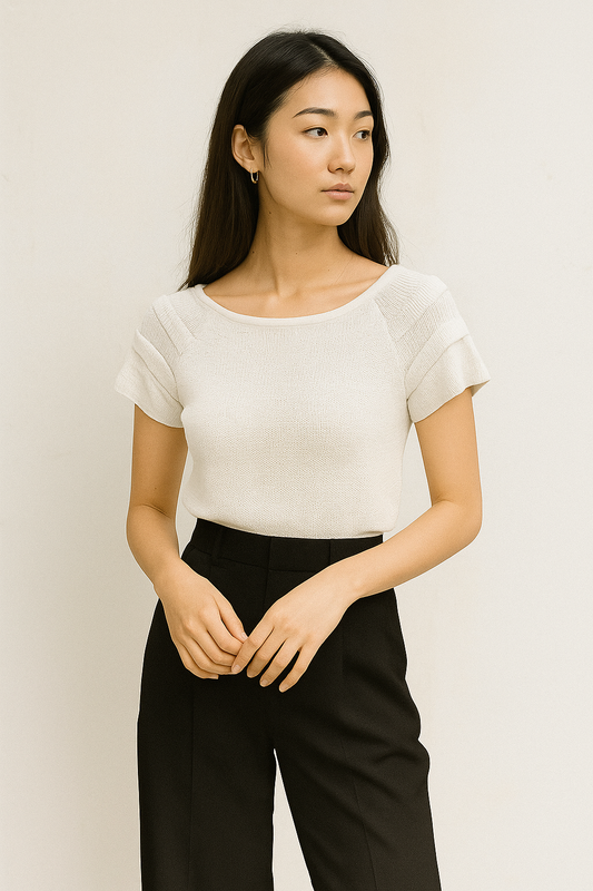 Textured Ribbed Stretch Knit Top